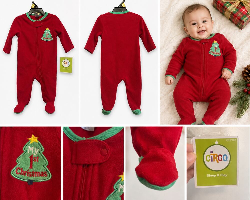 Circo Baby “My 1st Christmas” Red Fleece Sleep & Play – 3 Months